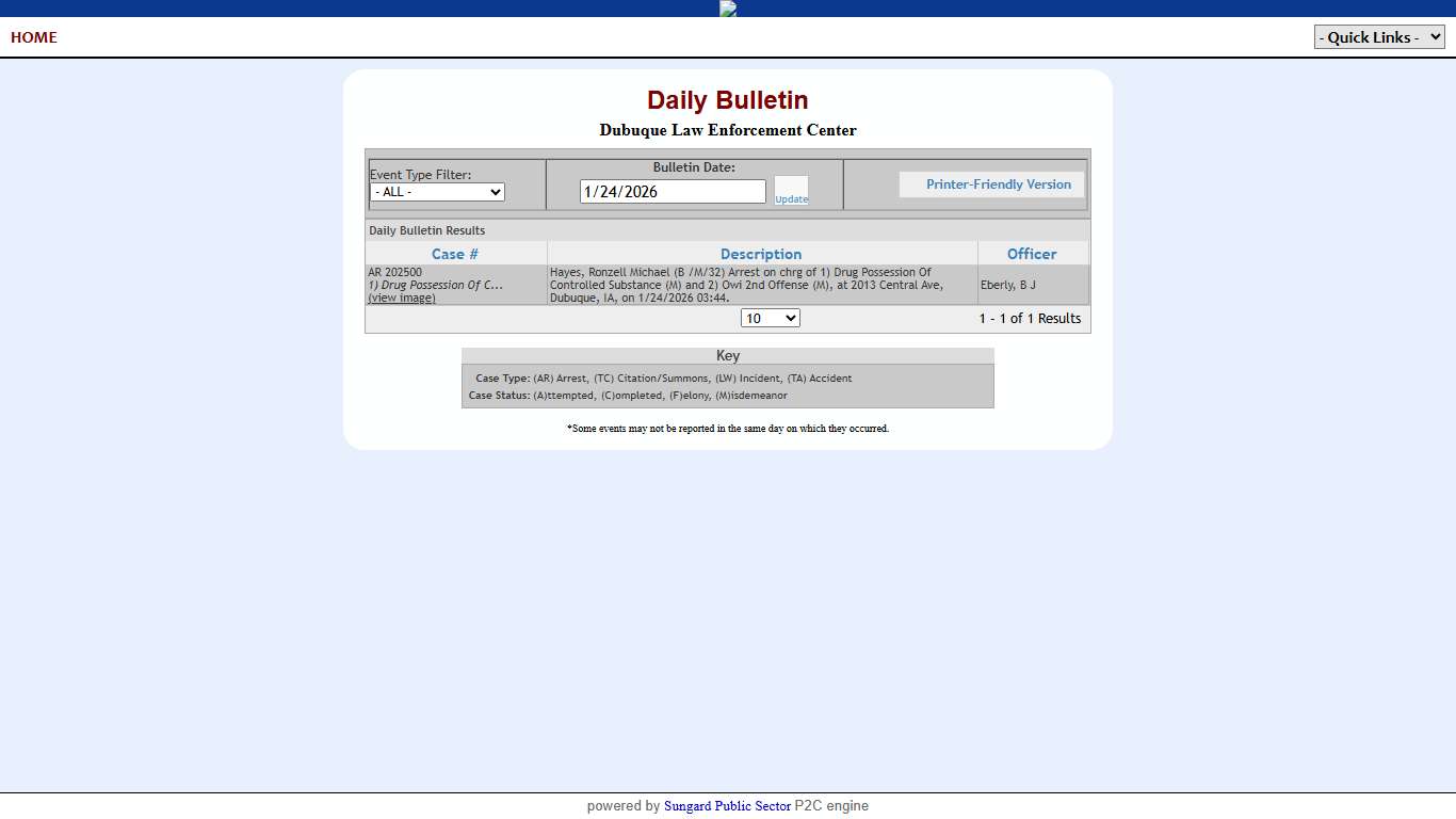 Dubuque Law Enforcement Center P2C - provided by OSSI