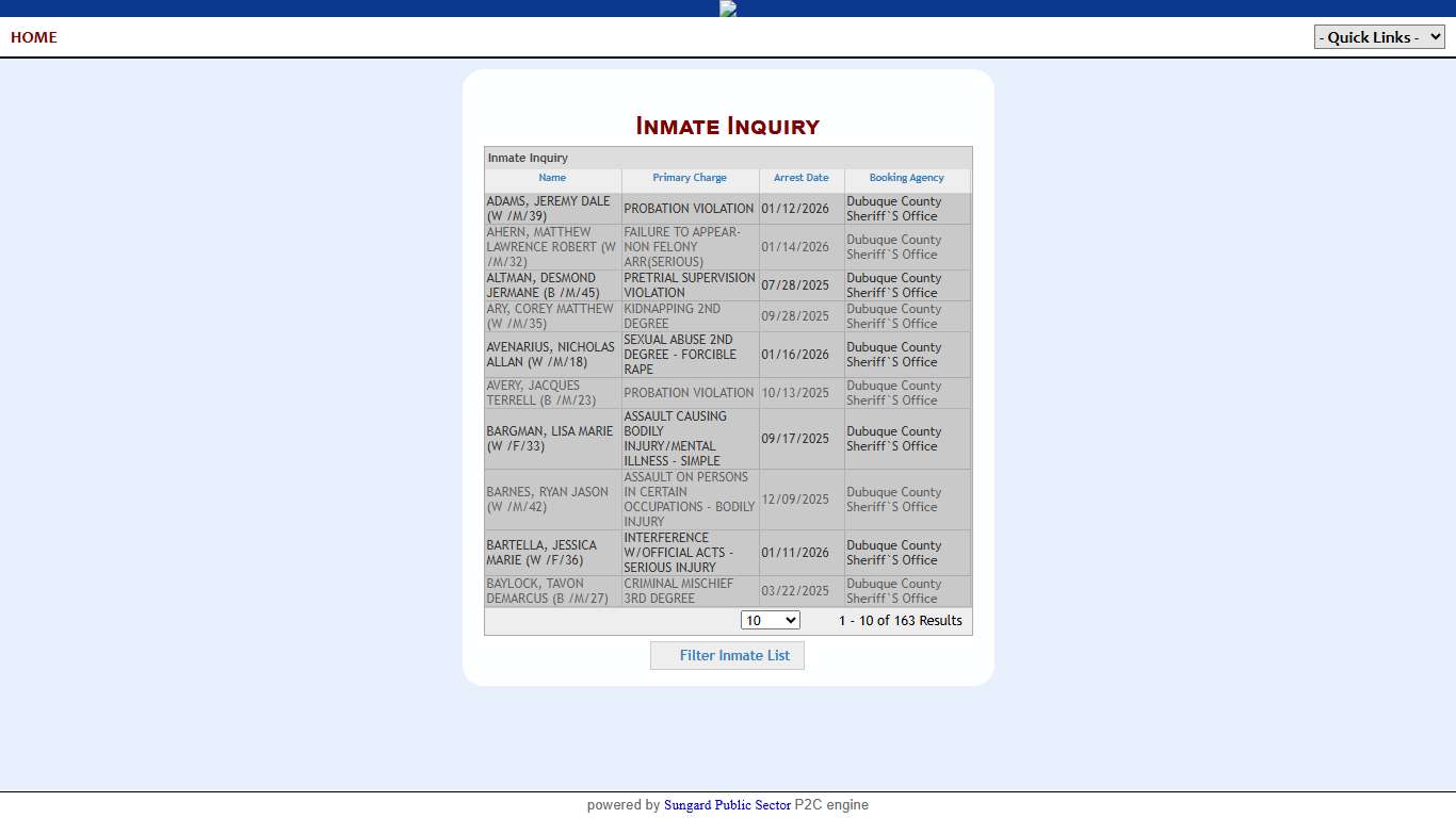 Dubuque Law Enforcement Center P2C - provided by OSSI